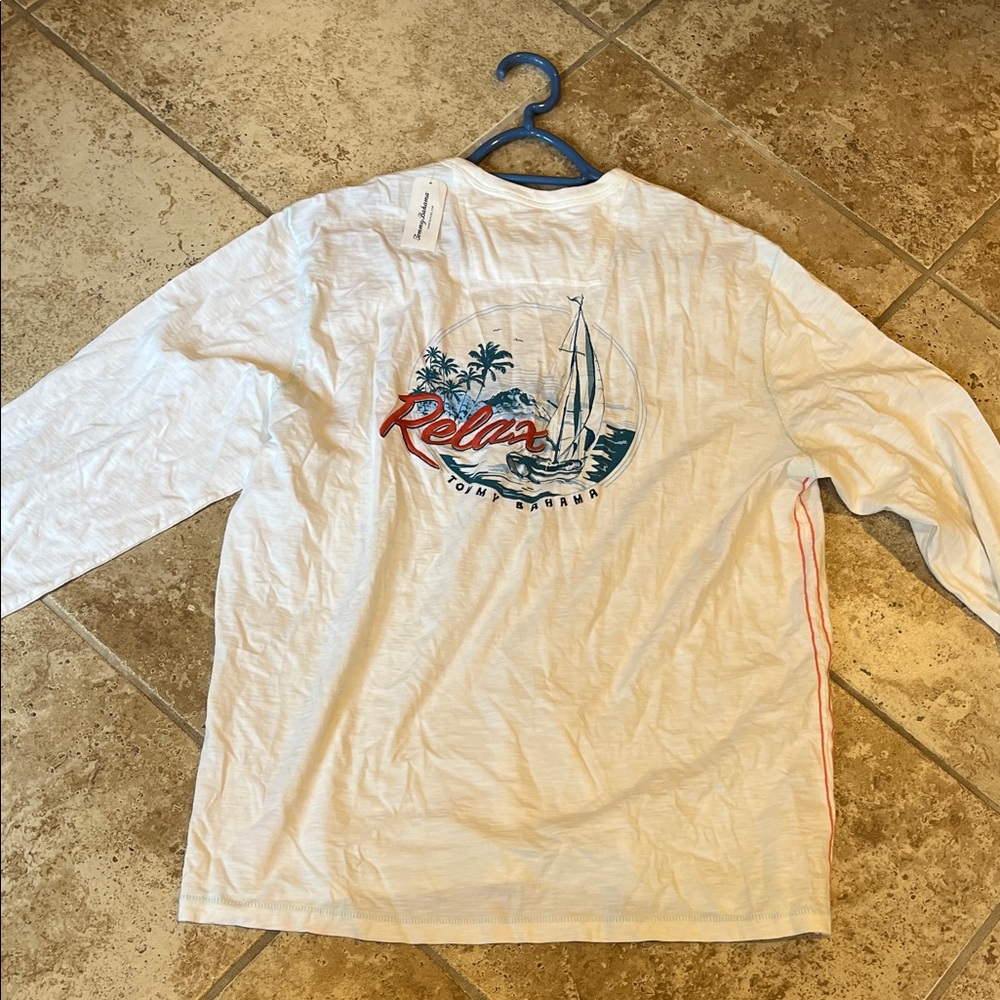 Tommy Bahama White Long Sleeve Shirt with Nautical Graphic
